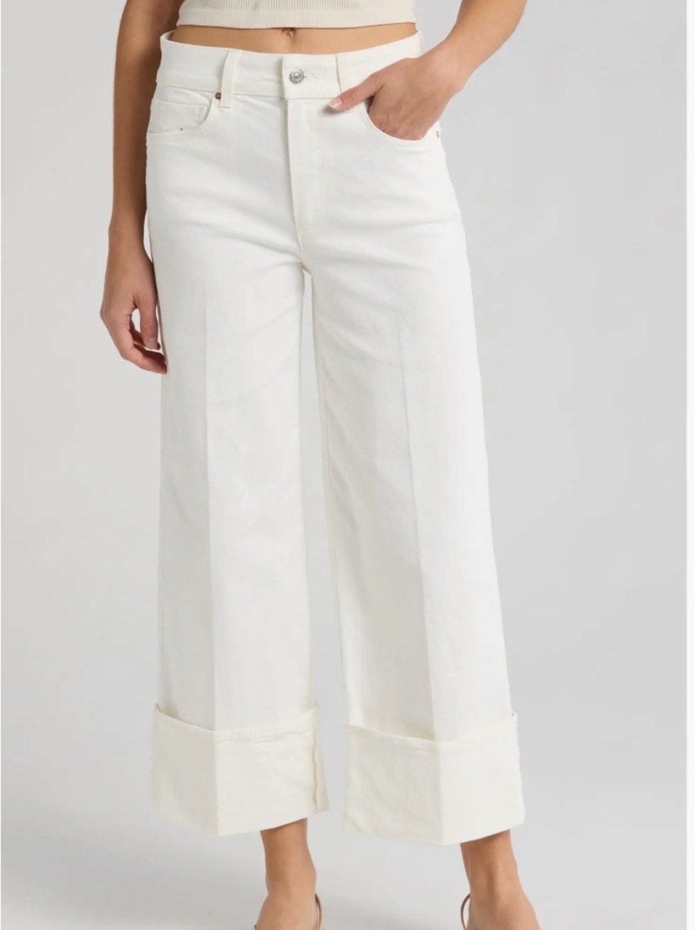 Paige Sasha Tonal Ecru High Waist Jeans